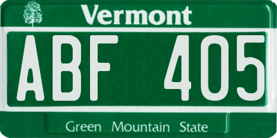 VT license plate ABF405