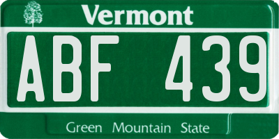 VT license plate ABF439