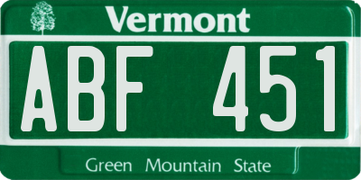 VT license plate ABF451