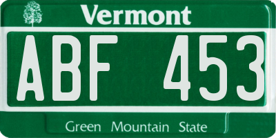 VT license plate ABF453