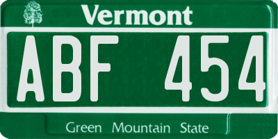 VT license plate ABF454