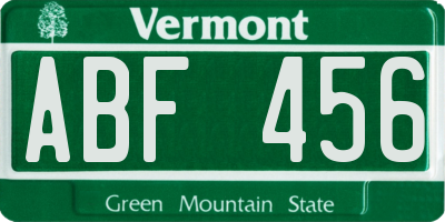 VT license plate ABF456