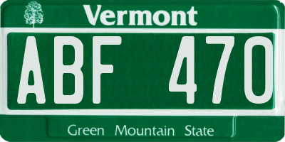 VT license plate ABF470