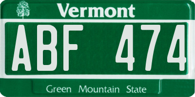 VT license plate ABF474