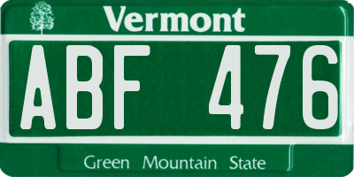 VT license plate ABF476