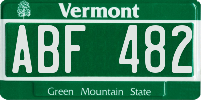 VT license plate ABF482