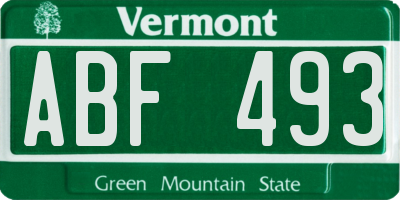 VT license plate ABF493