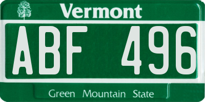 VT license plate ABF496