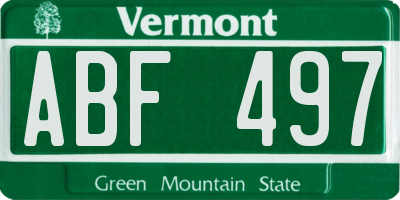 VT license plate ABF497