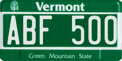 VT license plate ABF500