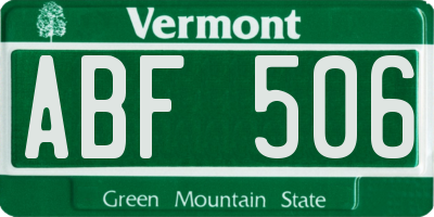 VT license plate ABF506