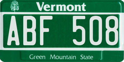 VT license plate ABF508