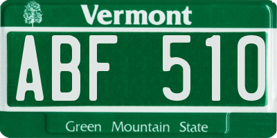 VT license plate ABF510