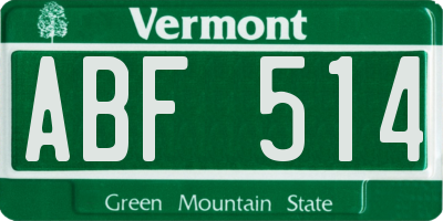 VT license plate ABF514