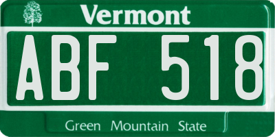VT license plate ABF518