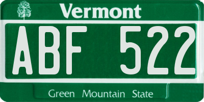 VT license plate ABF522