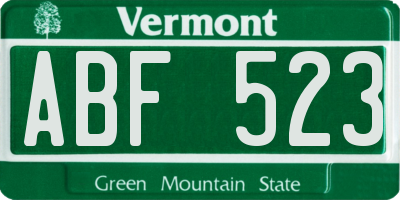 VT license plate ABF523