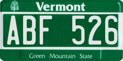 VT license plate ABF526