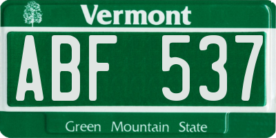 VT license plate ABF537