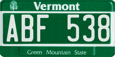 VT license plate ABF538