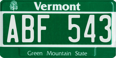 VT license plate ABF543