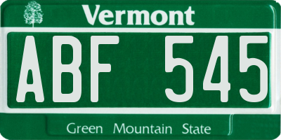 VT license plate ABF545