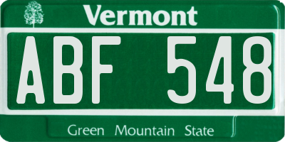 VT license plate ABF548