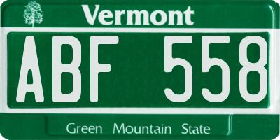 VT license plate ABF558