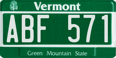 VT license plate ABF571