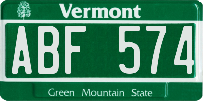 VT license plate ABF574