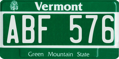 VT license plate ABF576