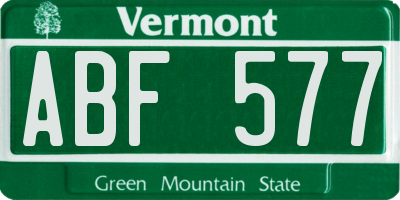 VT license plate ABF577