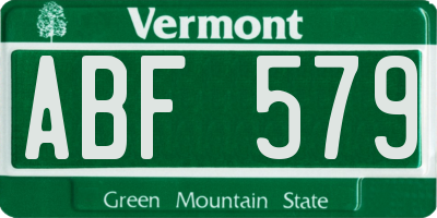 VT license plate ABF579