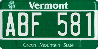 VT license plate ABF581