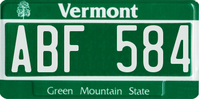 VT license plate ABF584