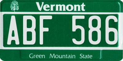 VT license plate ABF586