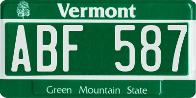 VT license plate ABF587