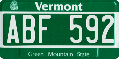 VT license plate ABF592