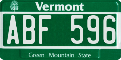 VT license plate ABF596