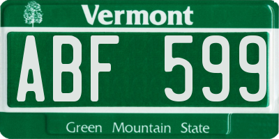 VT license plate ABF599
