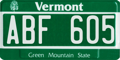 VT license plate ABF605