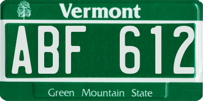 VT license plate ABF612