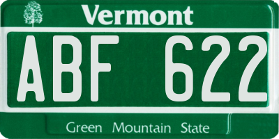 VT license plate ABF622