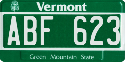 VT license plate ABF623