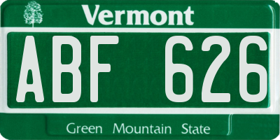 VT license plate ABF626