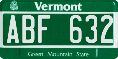 VT license plate ABF632