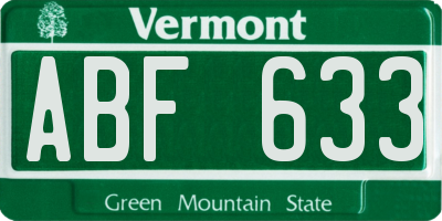 VT license plate ABF633