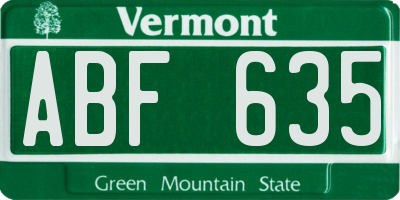 VT license plate ABF635