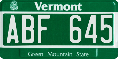 VT license plate ABF645