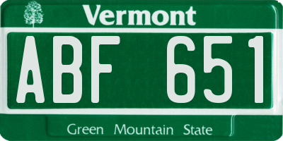 VT license plate ABF651